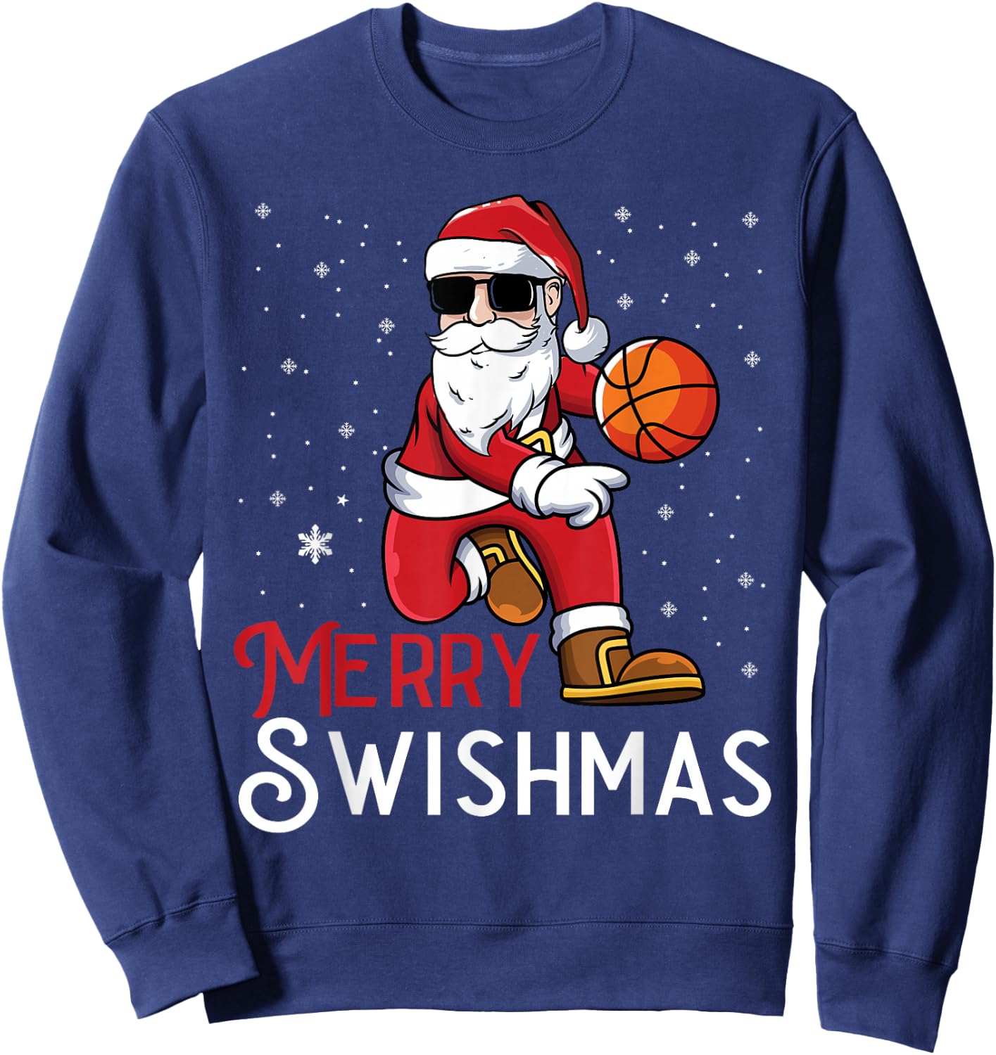 Merry Swishmas Funny Christmas Santa Basketball Player Sweatshirt - Sweatshirt | Navy