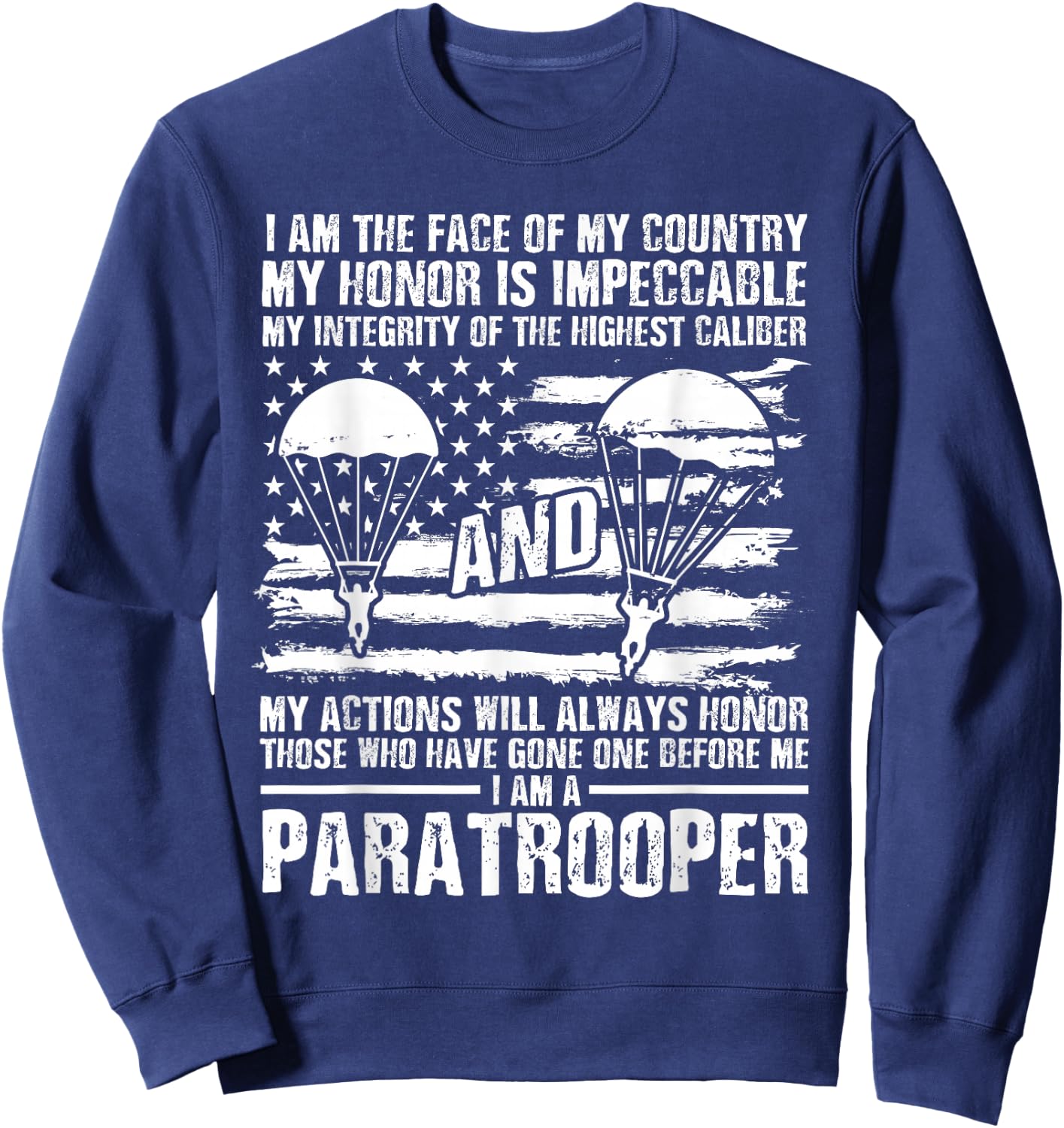 Paratrooper 82nd Airborne Division Veterans Day Soldier Sweatshirt - Sweatshirt | Navy