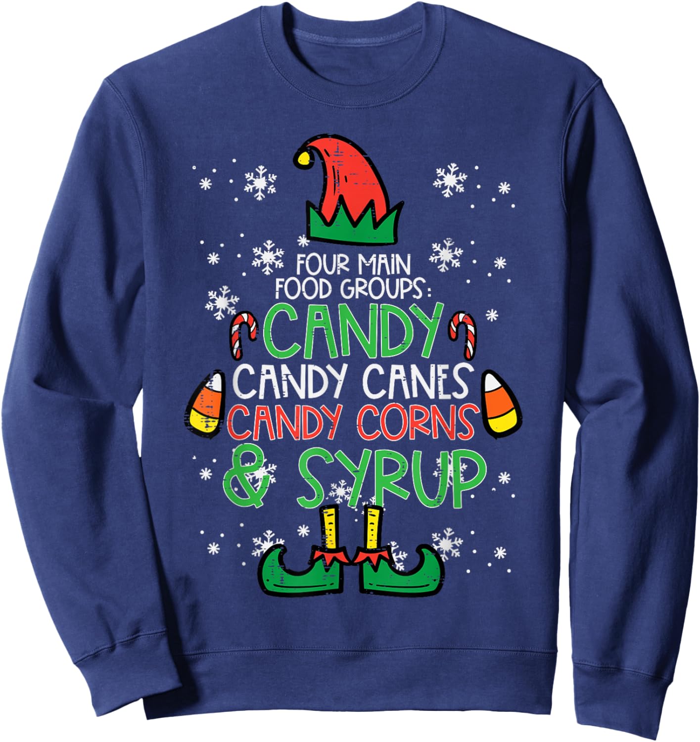 Christmas Food Groups Funny Xmas Candy Cane Men Women Kids Sweatshirt - Sweatshirt | Navy