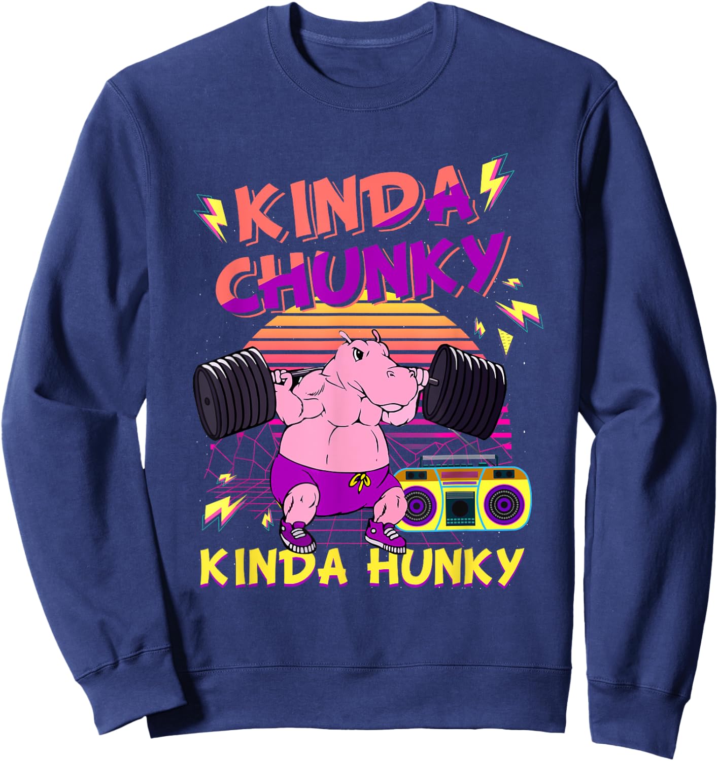 Kinda Chunky & Kinda Hunky Bodybuilding Gym Fitness Sweatshirt - Sweatshirt | Navy