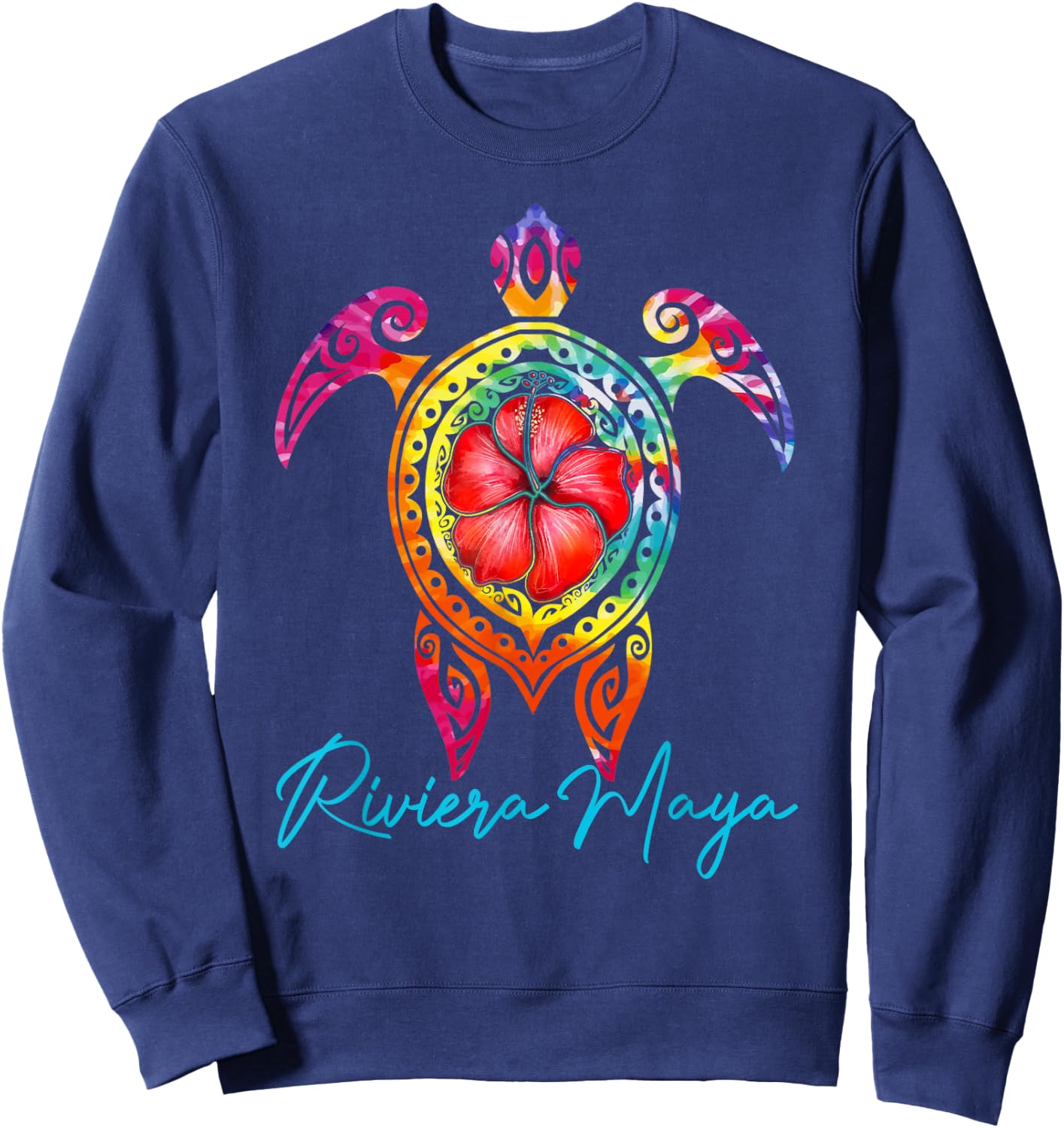 Riviera Maya Mexico Tie Dye Sea Turtle Family Vacation 2025 Sweatshirt - Sweatshirt | Navy
