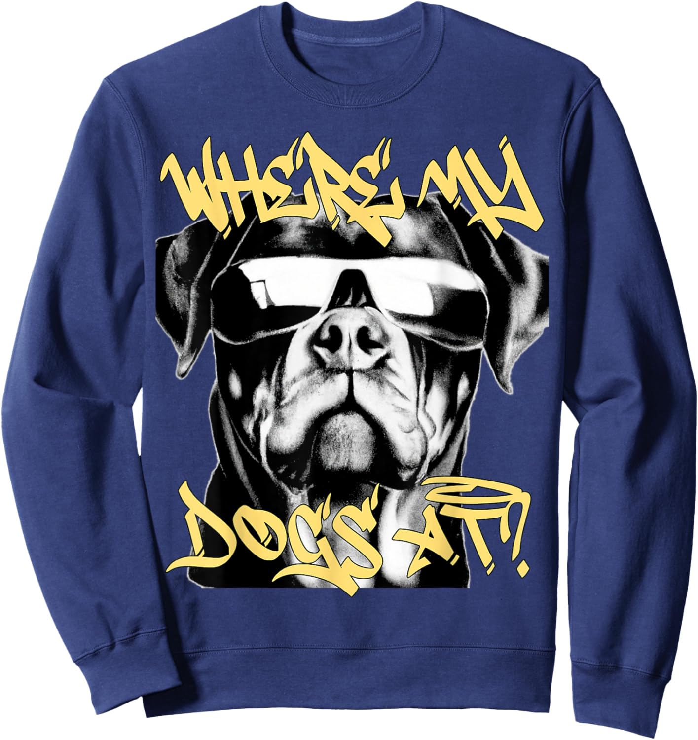 West coast rappers HIP HOP old school fashion Rottweiler Sweatshirt - Sweatshirt | Navy