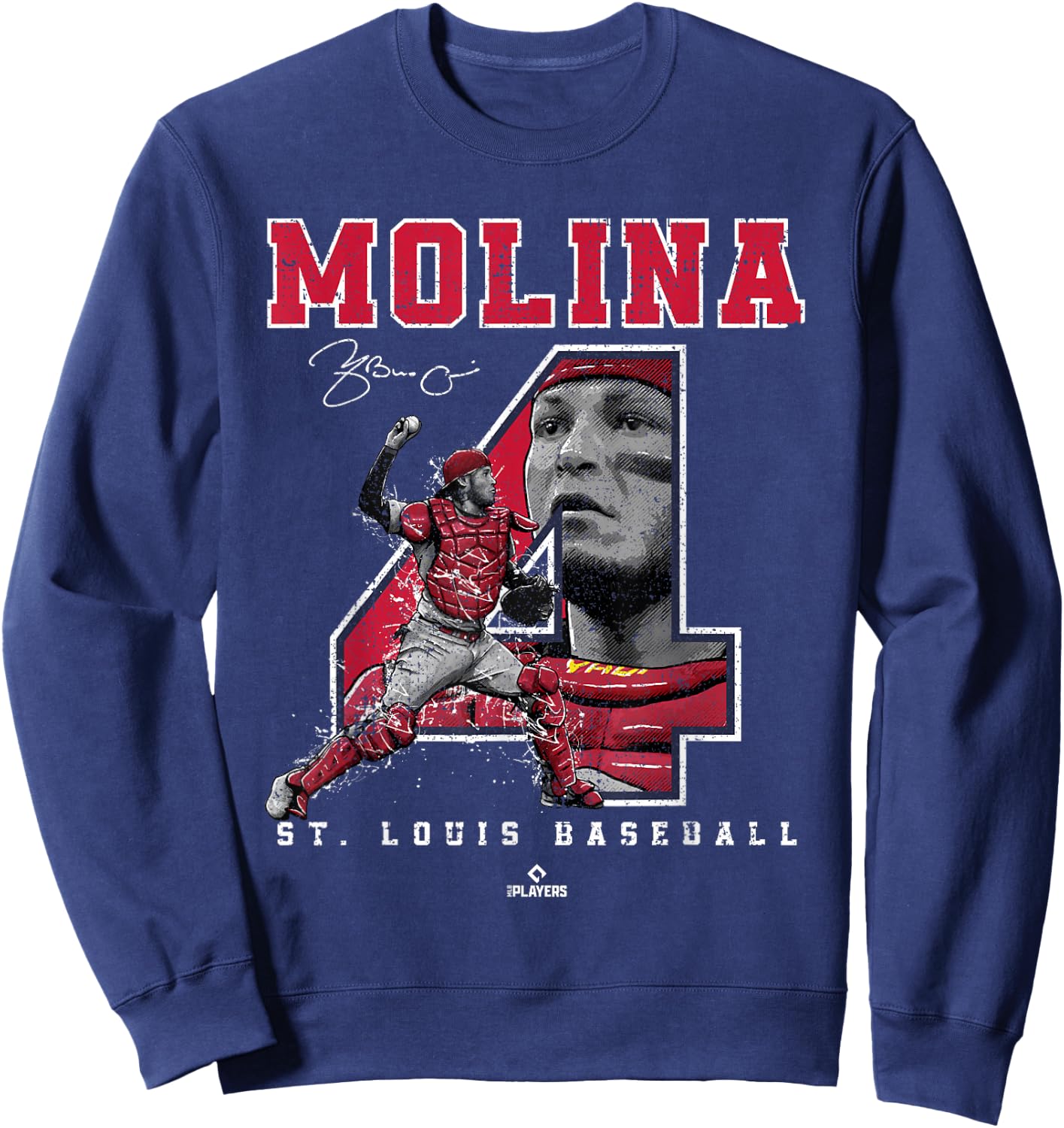 Number and Portrait Yadier Molina St Louis MLBPA Sweatshirt - Sweatshirt | Navy