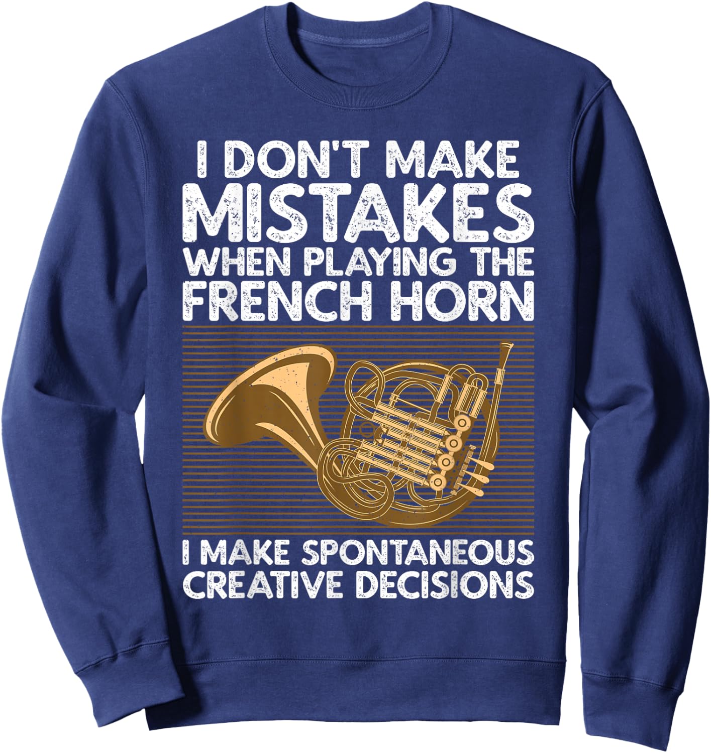 Funny French Horn Art Women Hornist Instrument Lover Sweatshirt - Sweatshirt | Navy