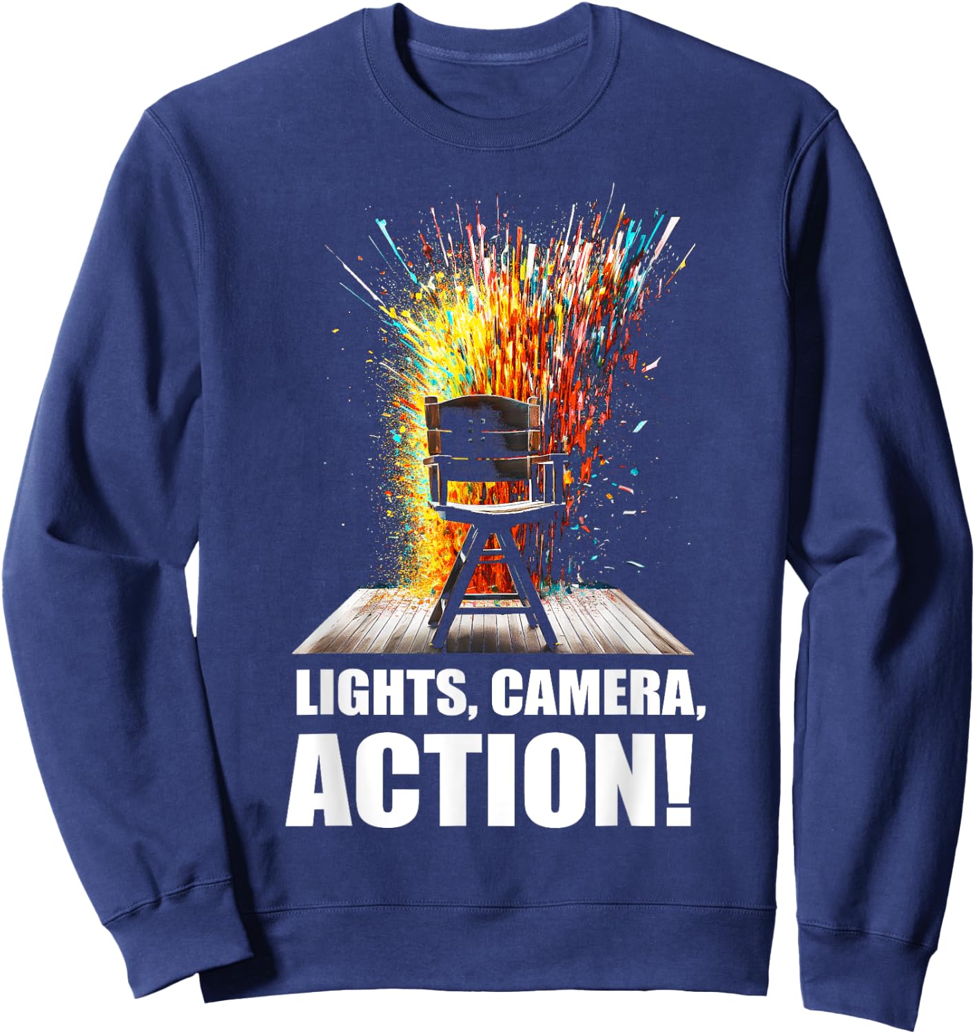 Lights Camera Action Movie Director Movie Clapper Board Sweatshirt - Sweatshirt | Navy