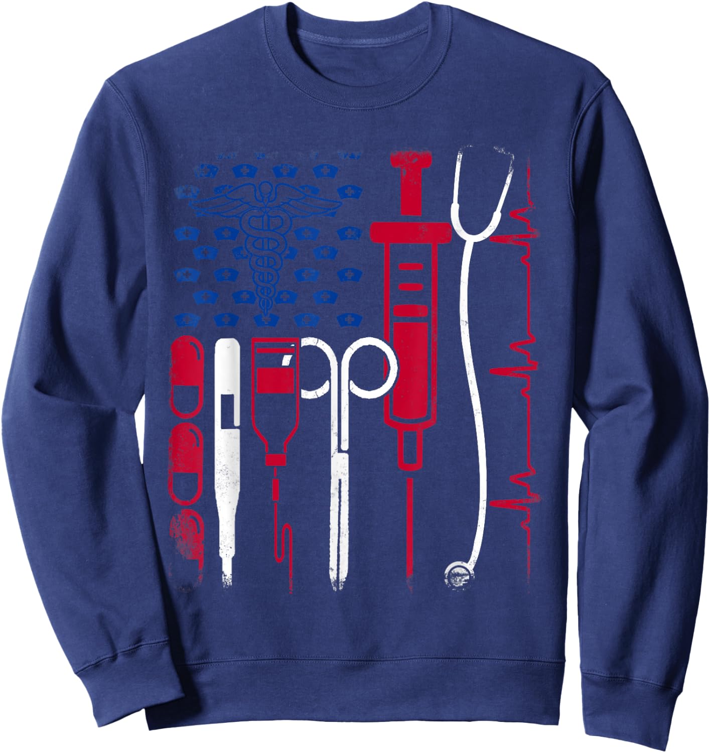 Nurse Tool American Flag Pride 4th Of July Proud Nurse Sweatshirt - Sweatshirt | Navy