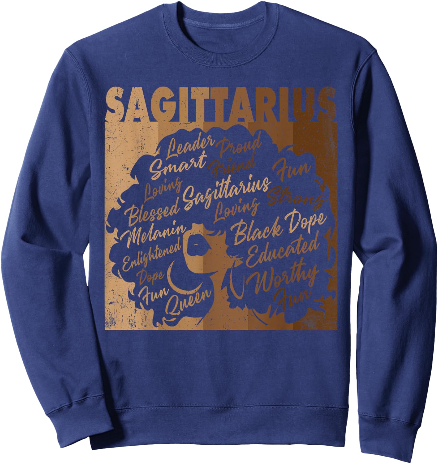 Sagittarius Girl African American Women Melanin Birthday Sweatshirt - Sweatshirt | Navy