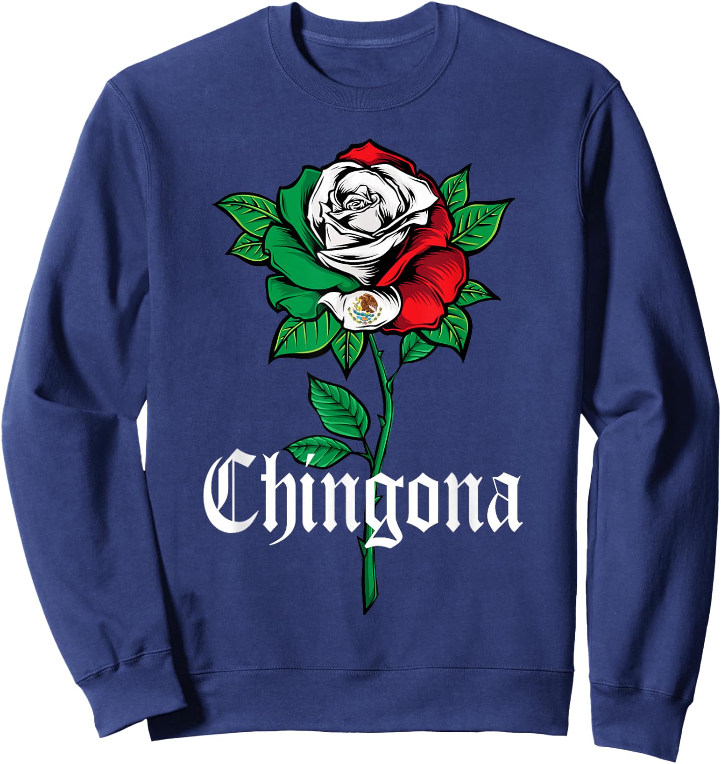 Chingona Shirt Women Girl Teen Mexico Mexican American Flag Sweatshirt - Sweatshirt | Navy
