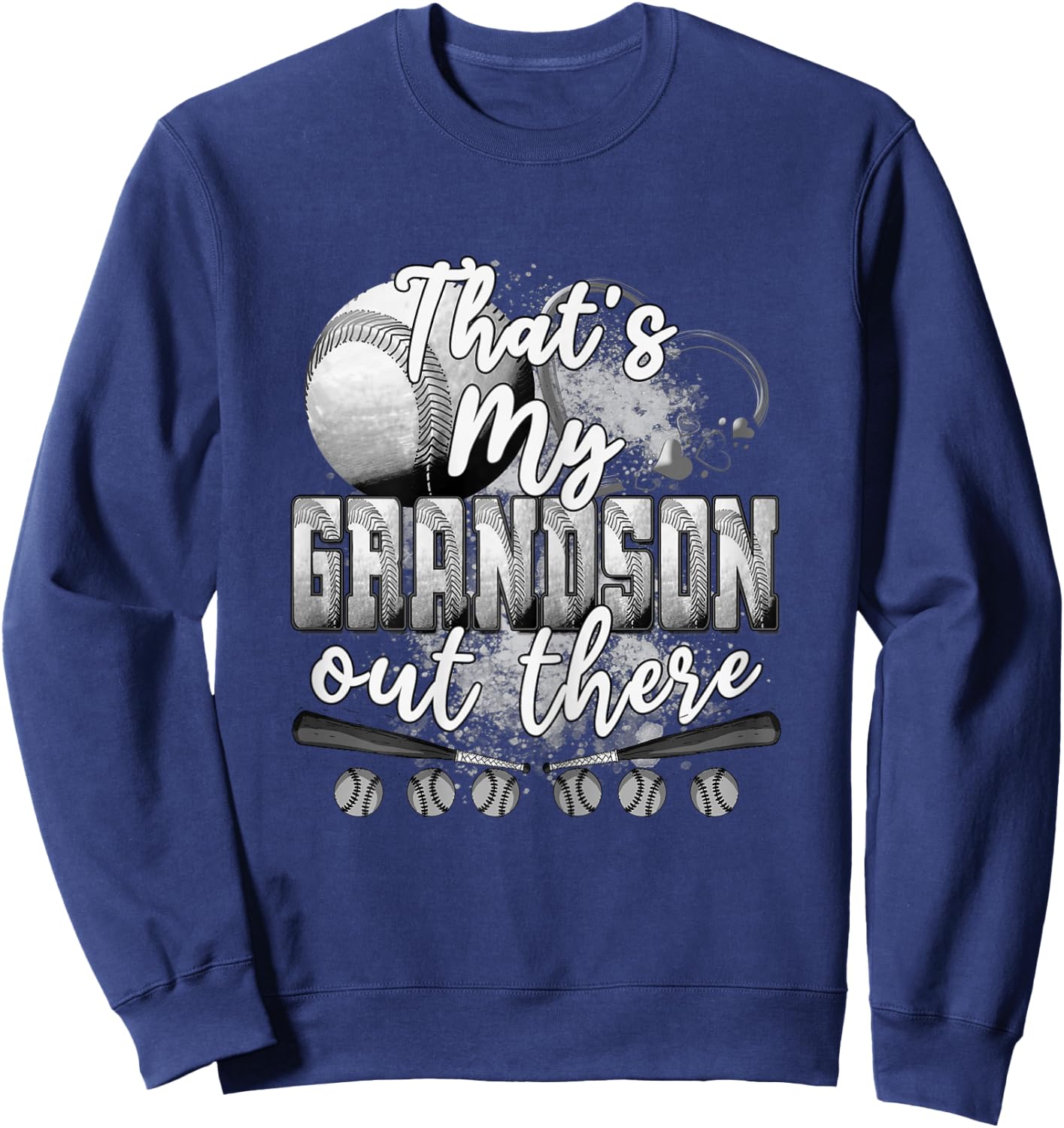 That's My Grandson Out There Gifts Women Baseball Grandma Sweatshirt - Sweatshirt | Navy