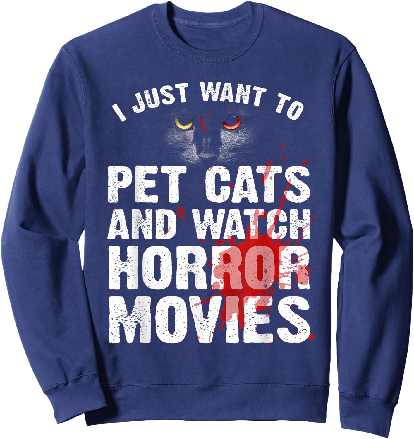 Funny Horror Movie Women Cat Lover Halloween Movie Sweatshirt - Sweatshirt | Navy