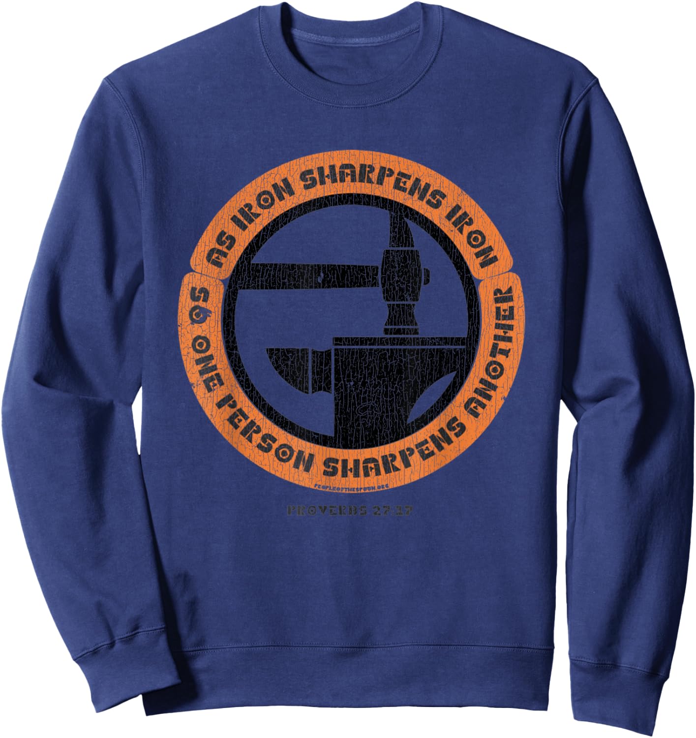Vintage As Iron Sharpens Iron Christian Sweatshirt - Sweatshirt | Navy
