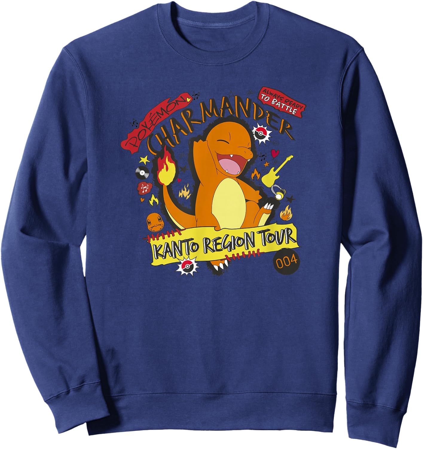 Pokémon Charmander 004 Kanto Region Tour Music Poster Sweatshirt - Sweatshirt | Navy