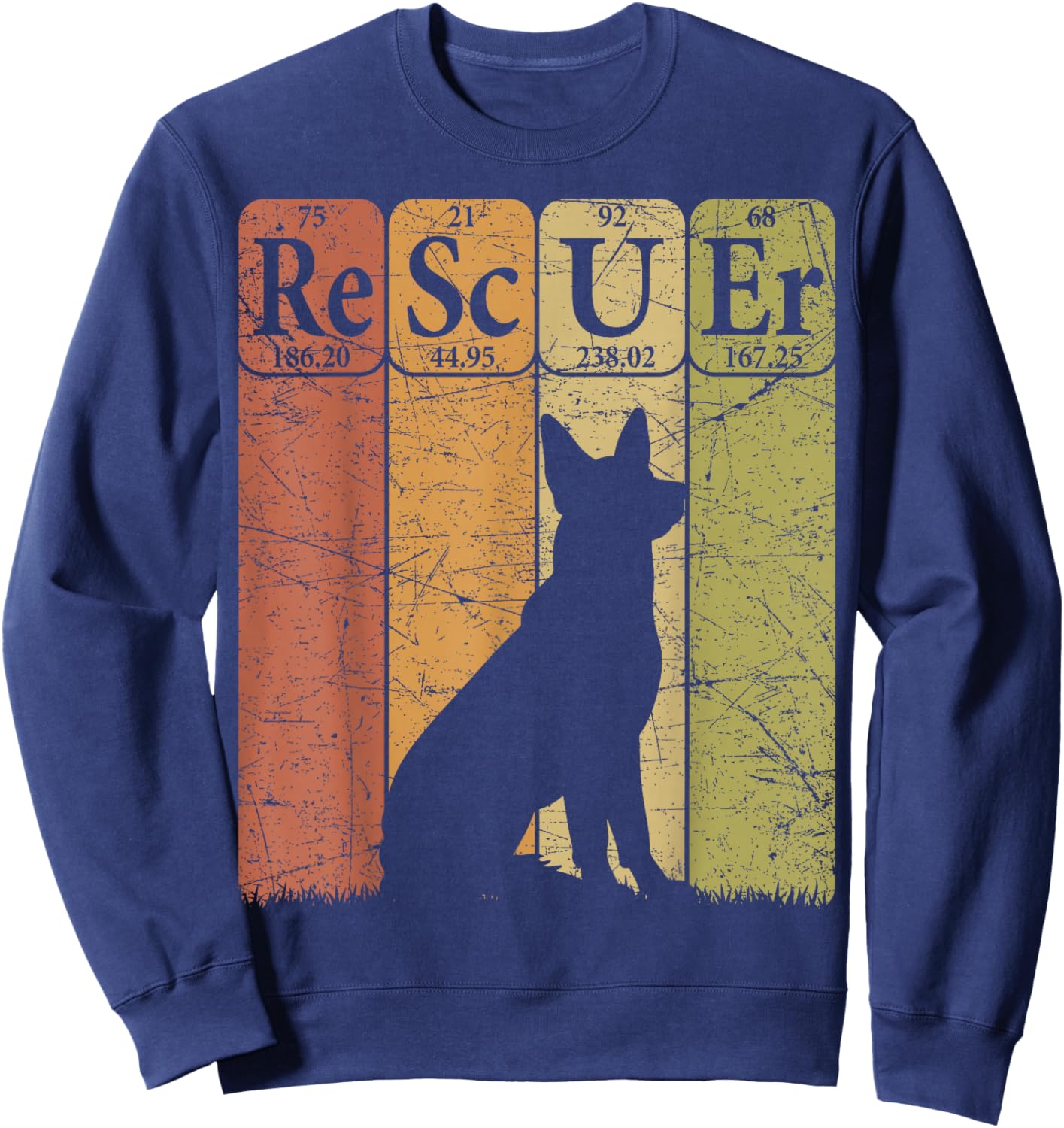 Dog Rescuer Periodic Table Elements Dog Rescue Retro Sweatshirt - Sweatshirt | Navy
