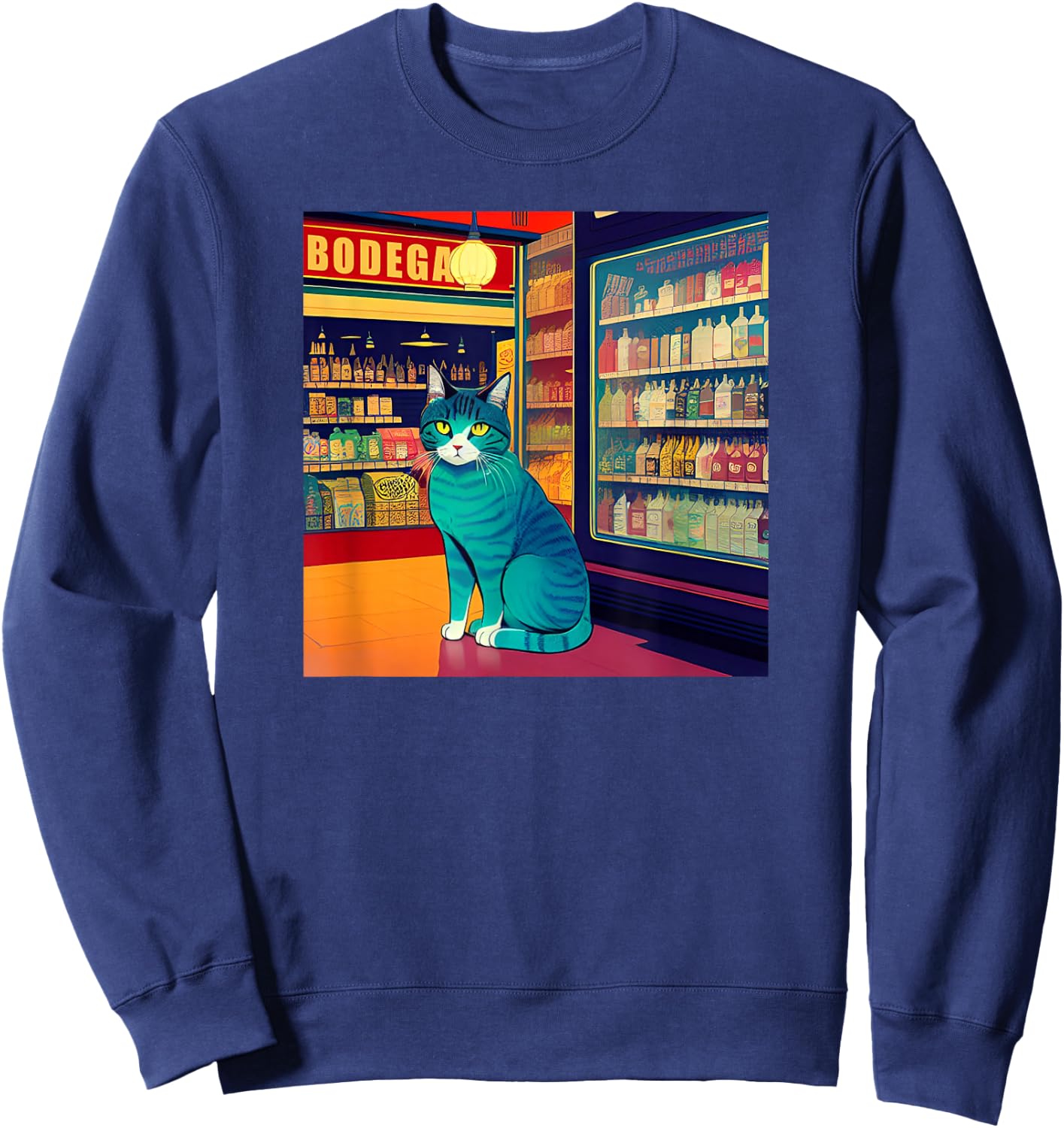 Cool Bodega Cat Meme Store Cat Men Women Kids Sweatshirt - Sweatshirt | Navy