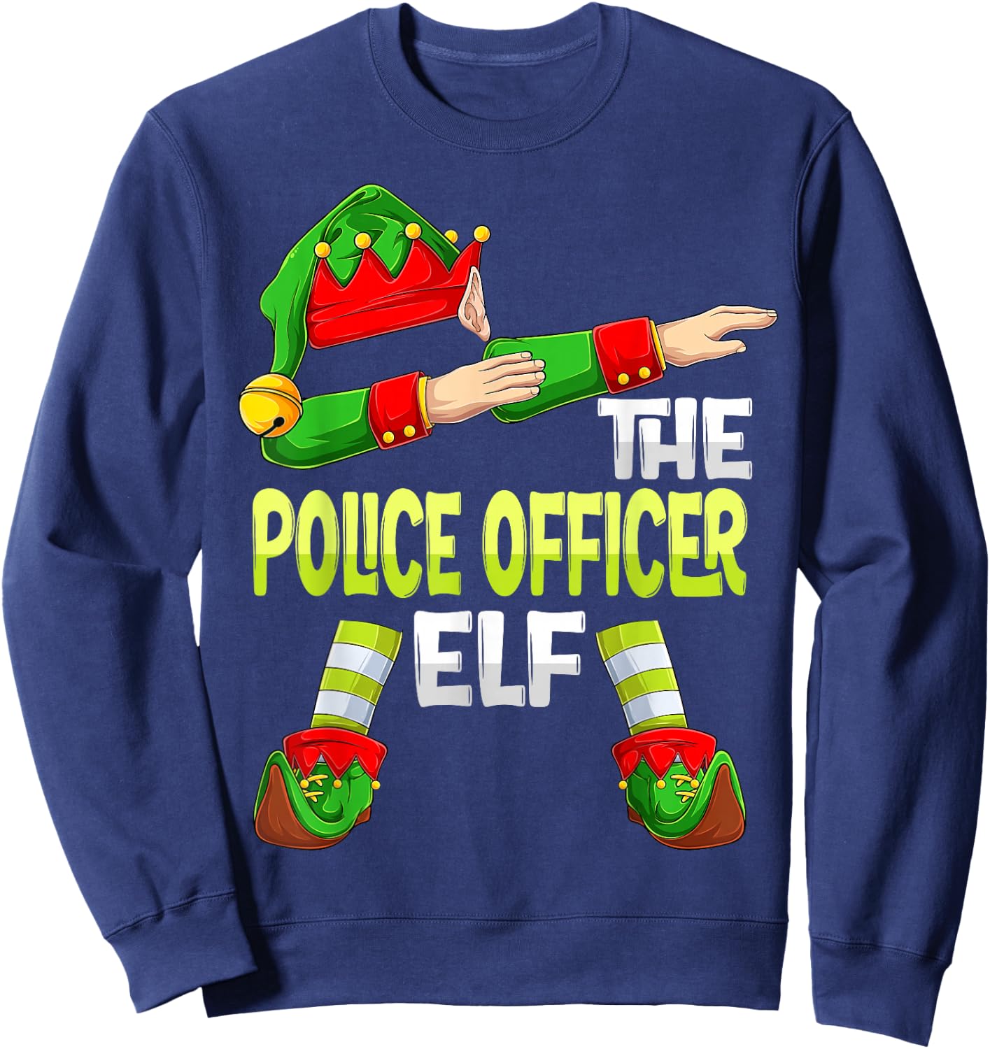 Dabbing Elf Christmas Policeman The Police Officer Elf Sweatshirt - Sweatshirt | Navy