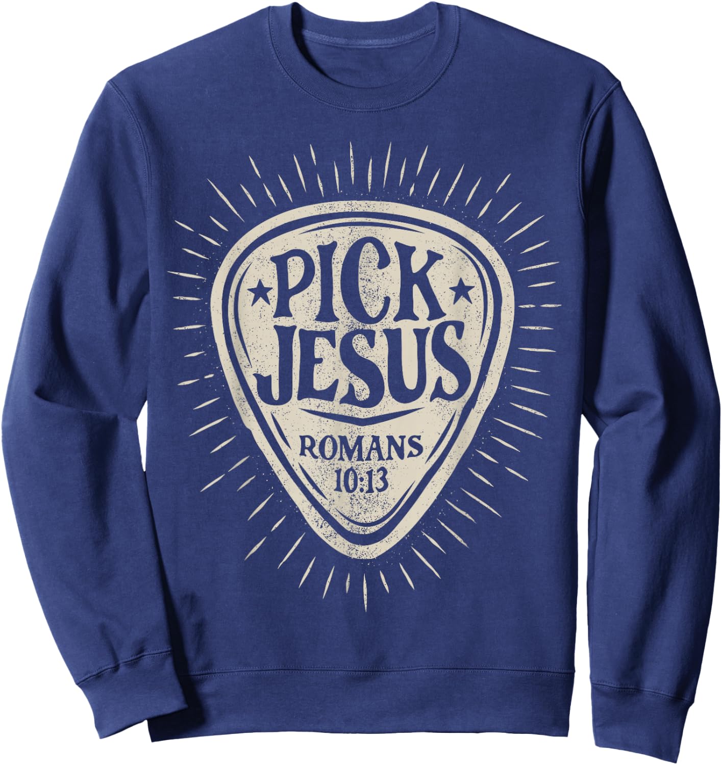 Guitar Pick Jesus Christian Music Guitarist Pastor Retro Sweatshirt - Sweatshirt | Navy