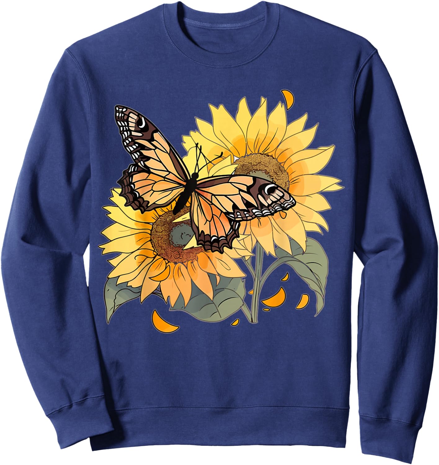 Cute Butterfly Sunflower design butterflies and butterfly Sweatshirt - Sweatshirt | Navy