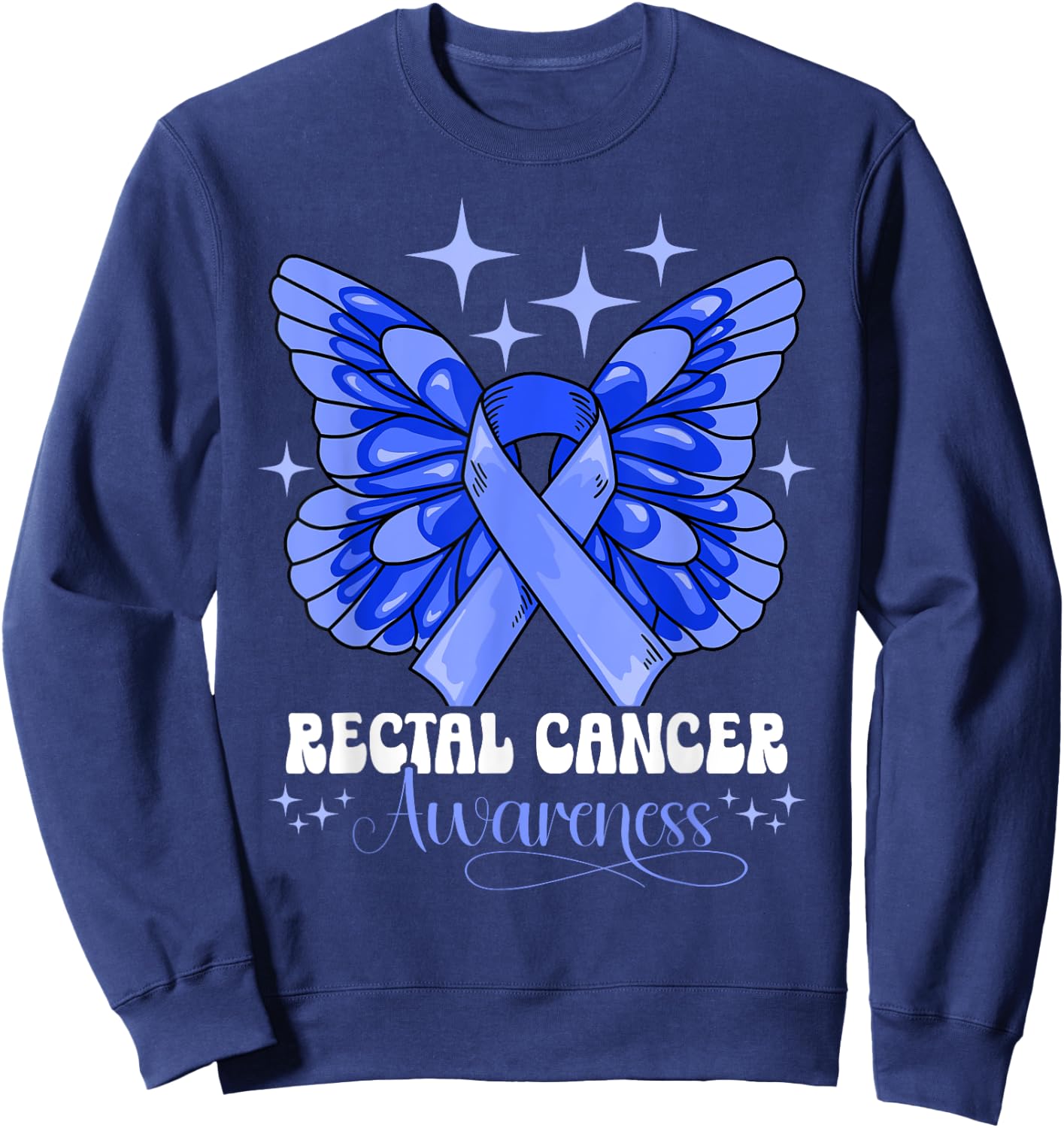 Rectal Cancer Awareness by Rectal Cancer Awareness - Men's -Adults Classic Fit Black Short Sleeve - Small - U-Neck - Modern Classic - Awareness Sweatshirt - Sweatshirt | Navy