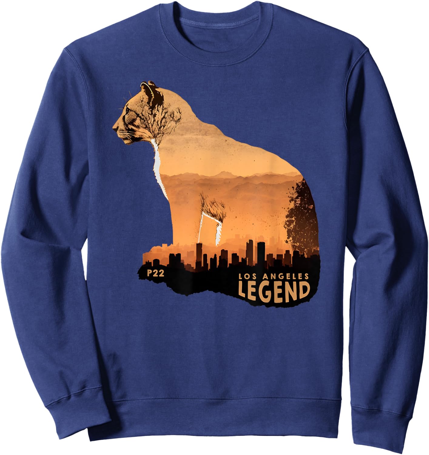 P 22 Mountain Lion Los Angeles Legend California Cougar P-22 Sweatshirt - Sweatshirt | Navy