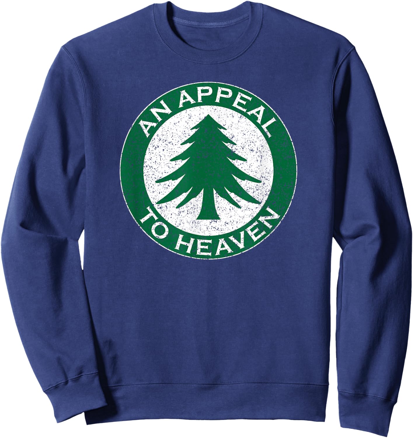 AMERICAN REVOLUTION FLAG AND SYMBOLS AN APPEAL TO HEAVEN FLAG PINE TREE FLAG ROUNDEL NEW ENGLAND -Adults Black Cotton 60% Polyester 40% Short Sleeve Classic Fit Sweatshirt - Sweatshirt | Navy