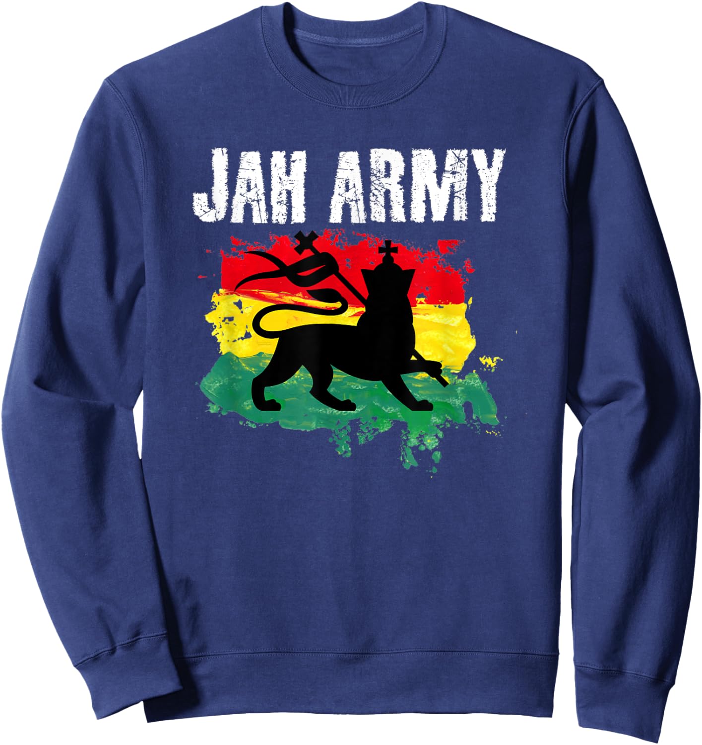Jah Jah Army Rastafarian Clothing Jamaica Souvenir Reggae Sweatshirt - Sweatshirt | Navy