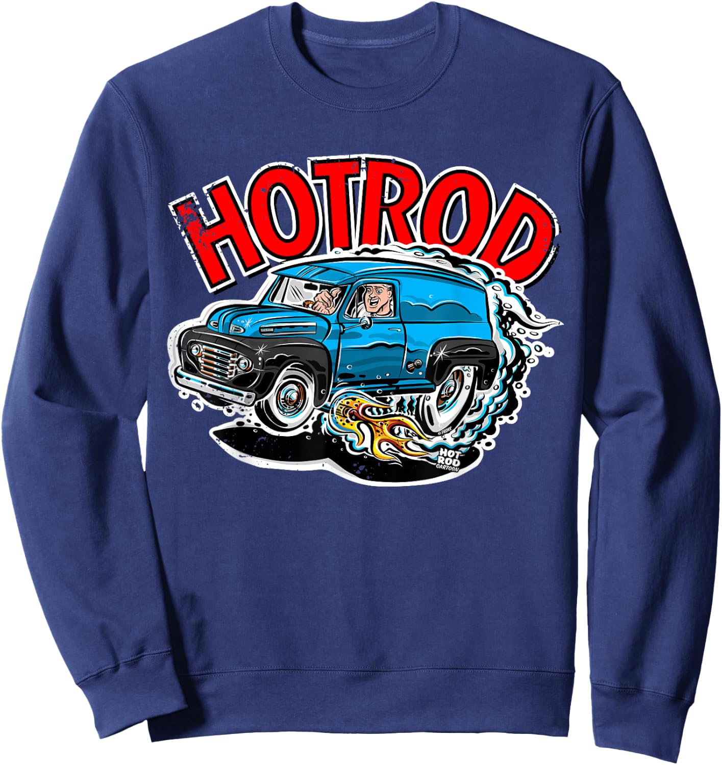 Hot Rod Blue Panel Truck Cartoon Vintage style Sweatshirt - Sweatshirt | Navy