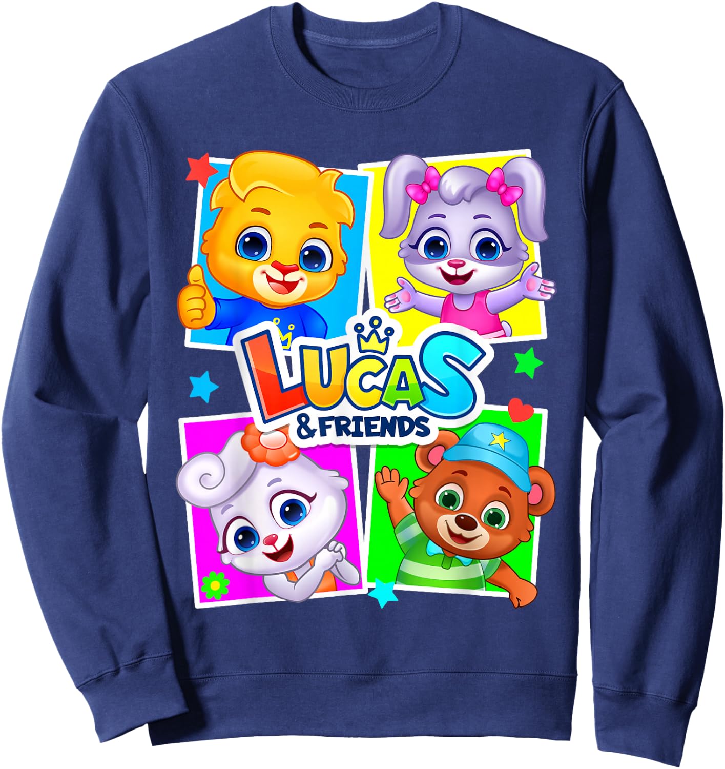 Lucas and Friends by RV AppStudios | Kids Popular Characters Small Sweatshirt - Sweatshirt | Navy