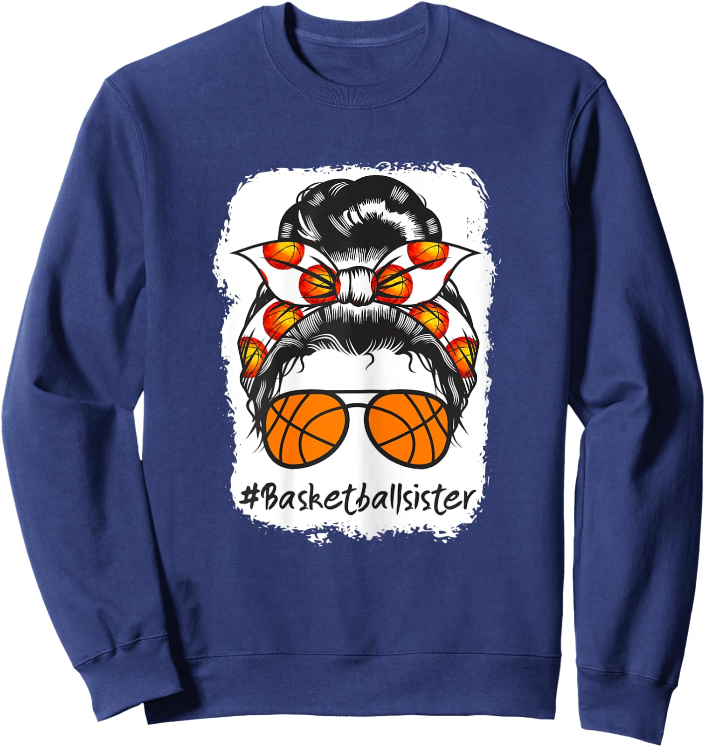 Bleached Basketball Sister Messy Bun Ball Sweatshirt - Sweatshirt | Navy