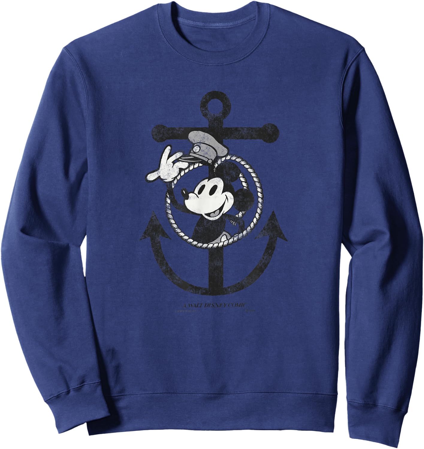 Disney 100 Mickey Mouse Steamboat Willie Anchor D100 Small Sweatshirt - Sweatshirt | Navy