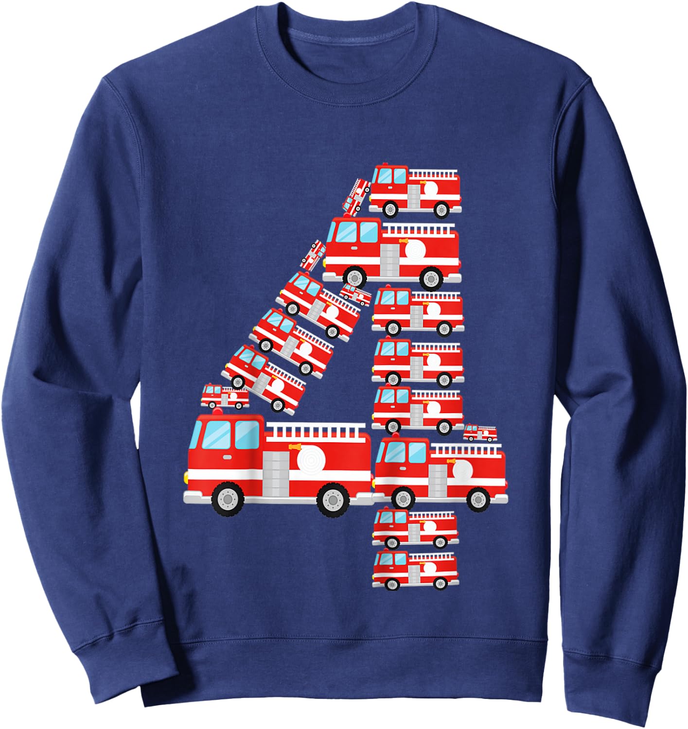 Kids Fire Truck 4th Birthday Boy 4 Year Old Firefighter Sweatshirt - Sweatshirt | Navy