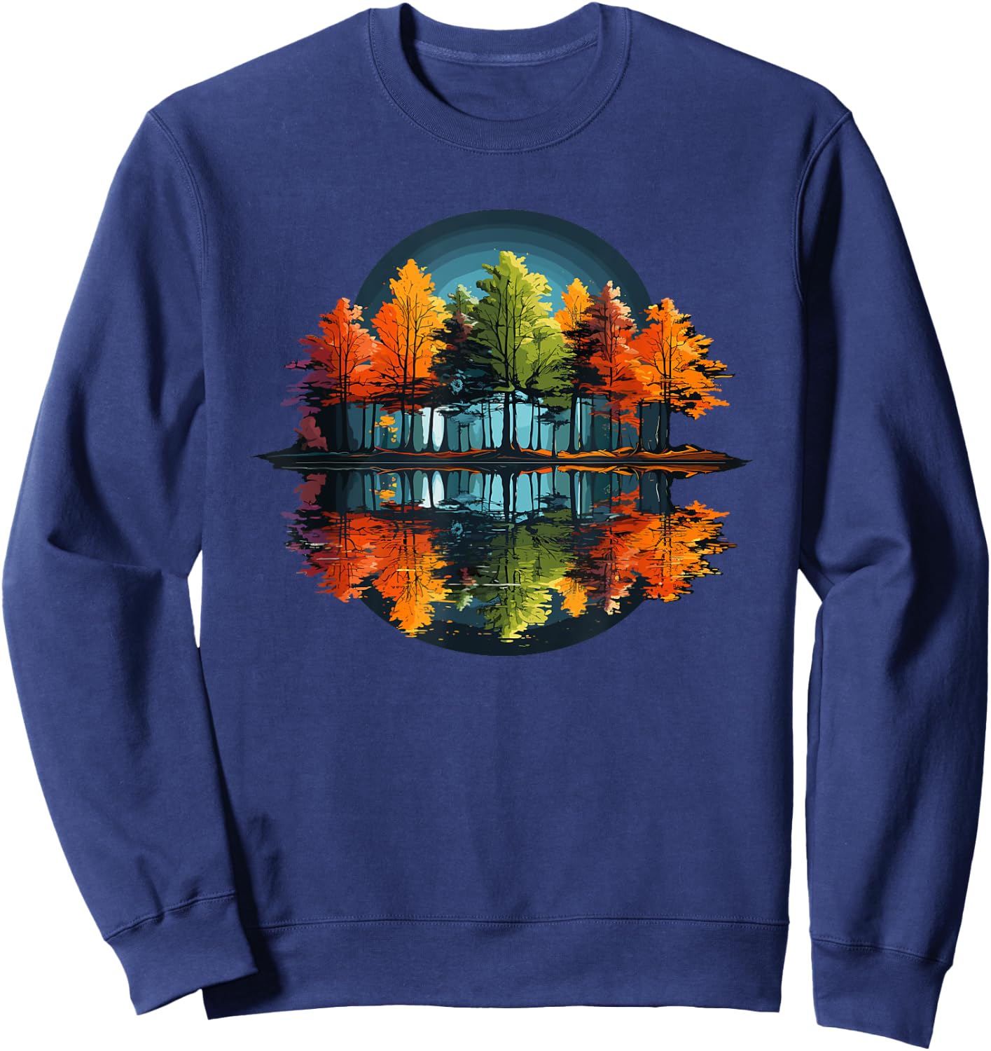 Nature Reflection Forest Trees Outdoor Wildlife Sweatshirt - Sweatshirt | Navy