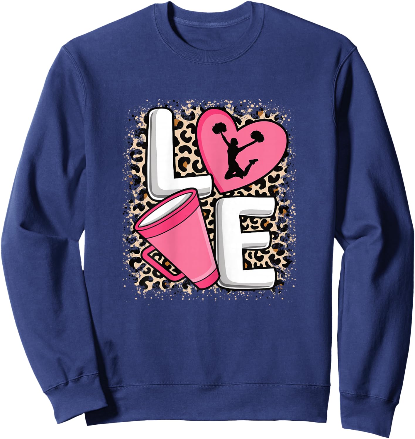 Love Cheer Cheerleader Cheerleading Women Girls Sweatshirt - Sweatshirt | Navy