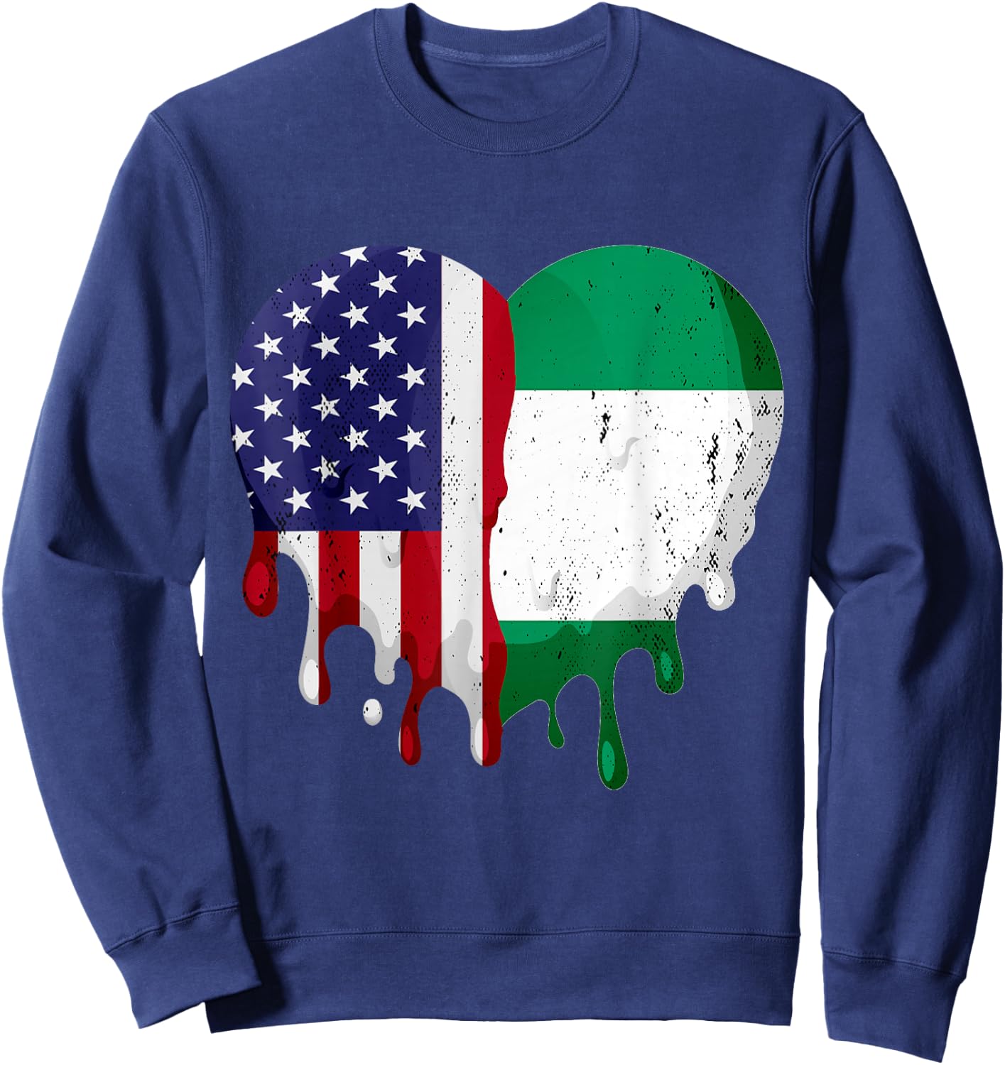 American Nigerian Heritage Month Nigeria Flag Heart Sweatshirt - Sweatshirt | Navy