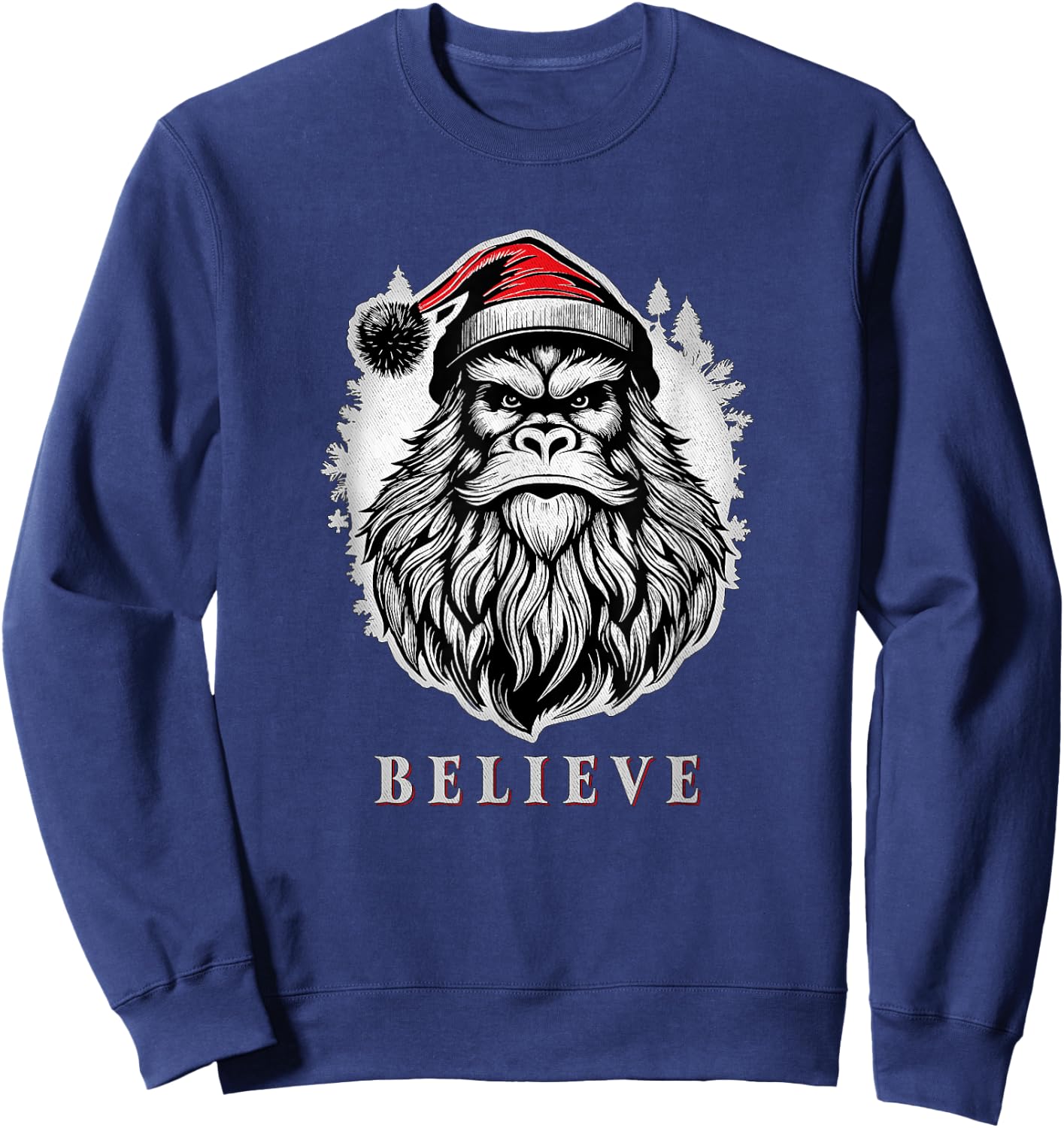 Christmas Bigfoot - Christmas Sasquatch - Cryptid Christmas Sweatshirt - Sweatshirt | Navy