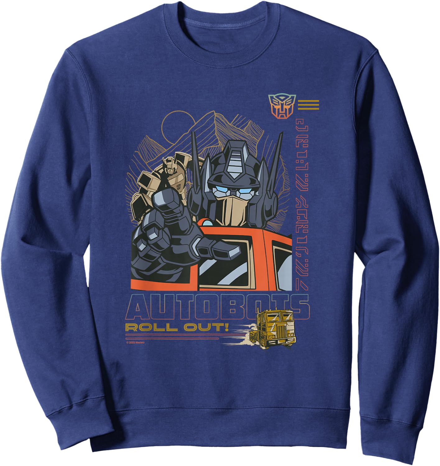 Transformers Classic Autobots Roll Out! Retro Optimus Poster Sweatshirt - Sweatshirt | Navy