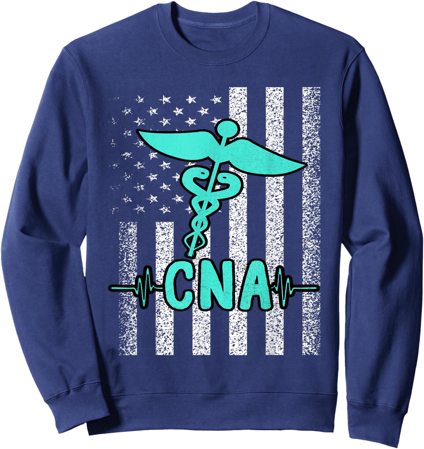 Nursing CNA Certified Nurse Assistant American Flag Vintage Men Sweatshirt - Sweatshirt | Navy