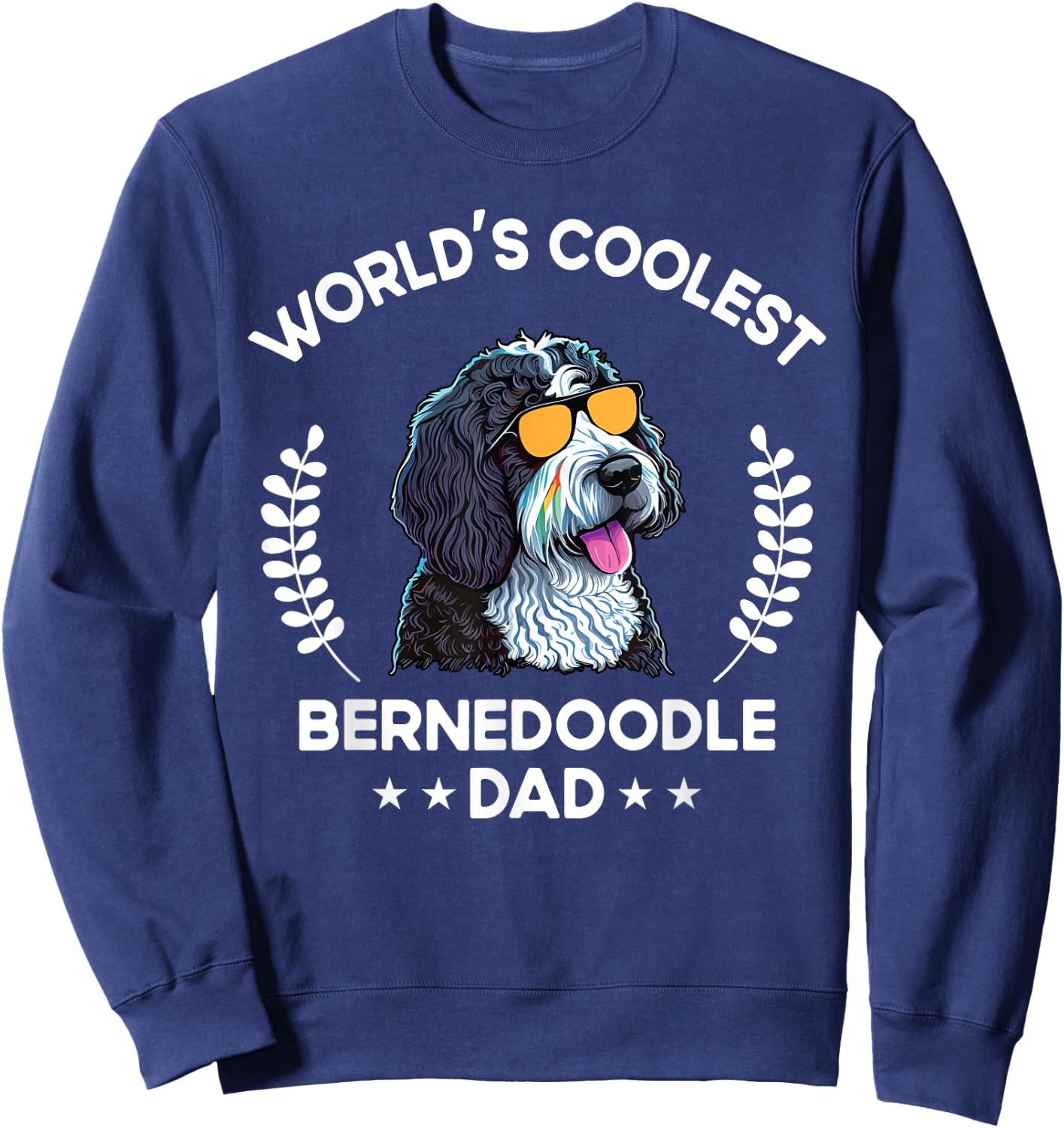 The Woof Wardrobe World's Coolest Dog Dad Papa Bernedoodle - Black, Small, Men, , Short Sleeve, , Modern Classic, Cotton Blend, All Seasons, Kids, Dog Themed Sweatshirt - Sweatshirt | Navy