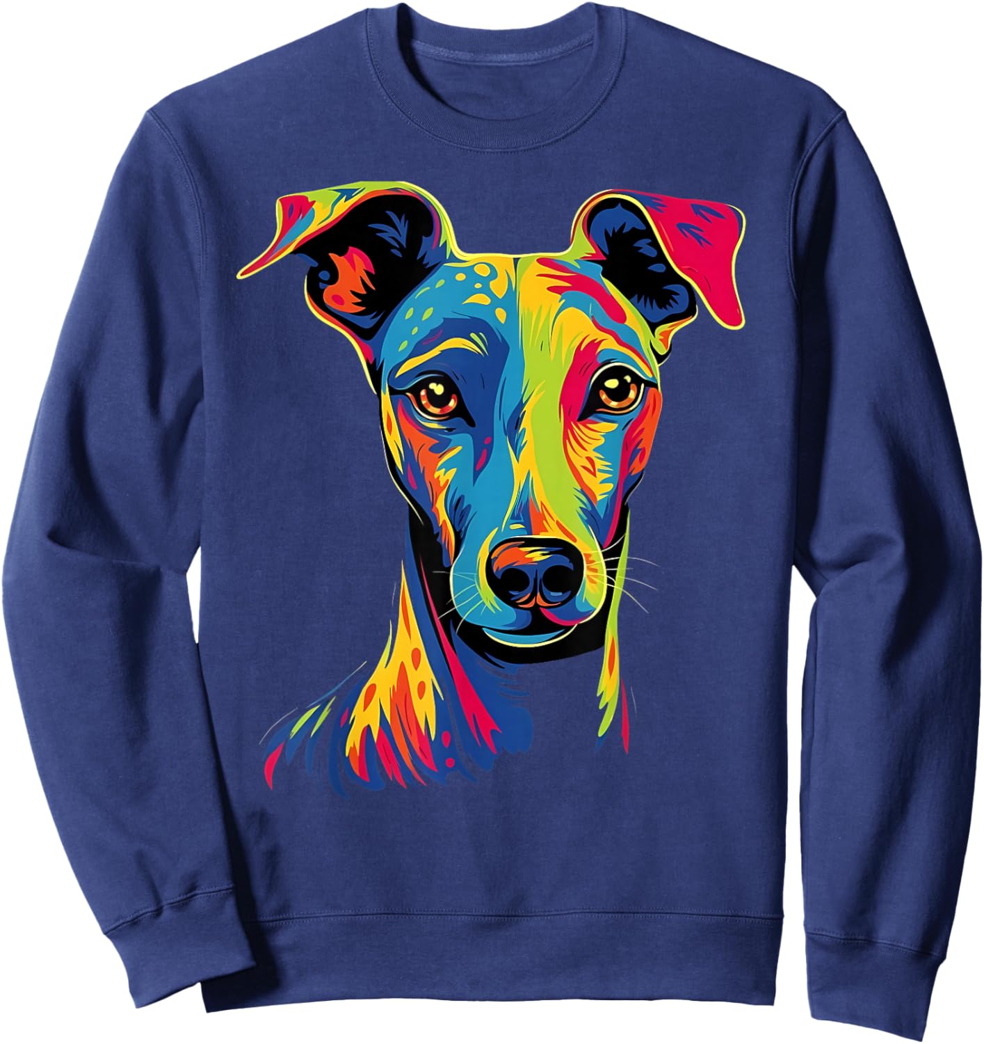 Funny Whippet Dog Mom or Dad Colorful Puppy Art Lover Black Sweatshirt - Sweatshirt | Navy