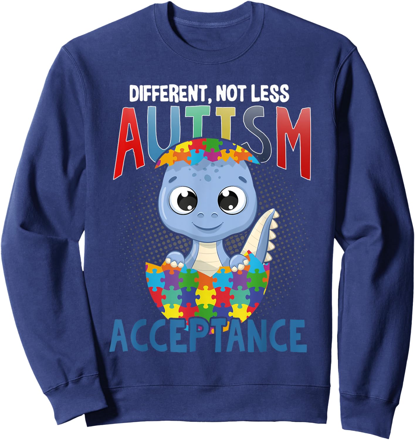 Different but Not Less Autism Awareness Turtle Puzzle Sweatshirt - Sweatshirt | Navy