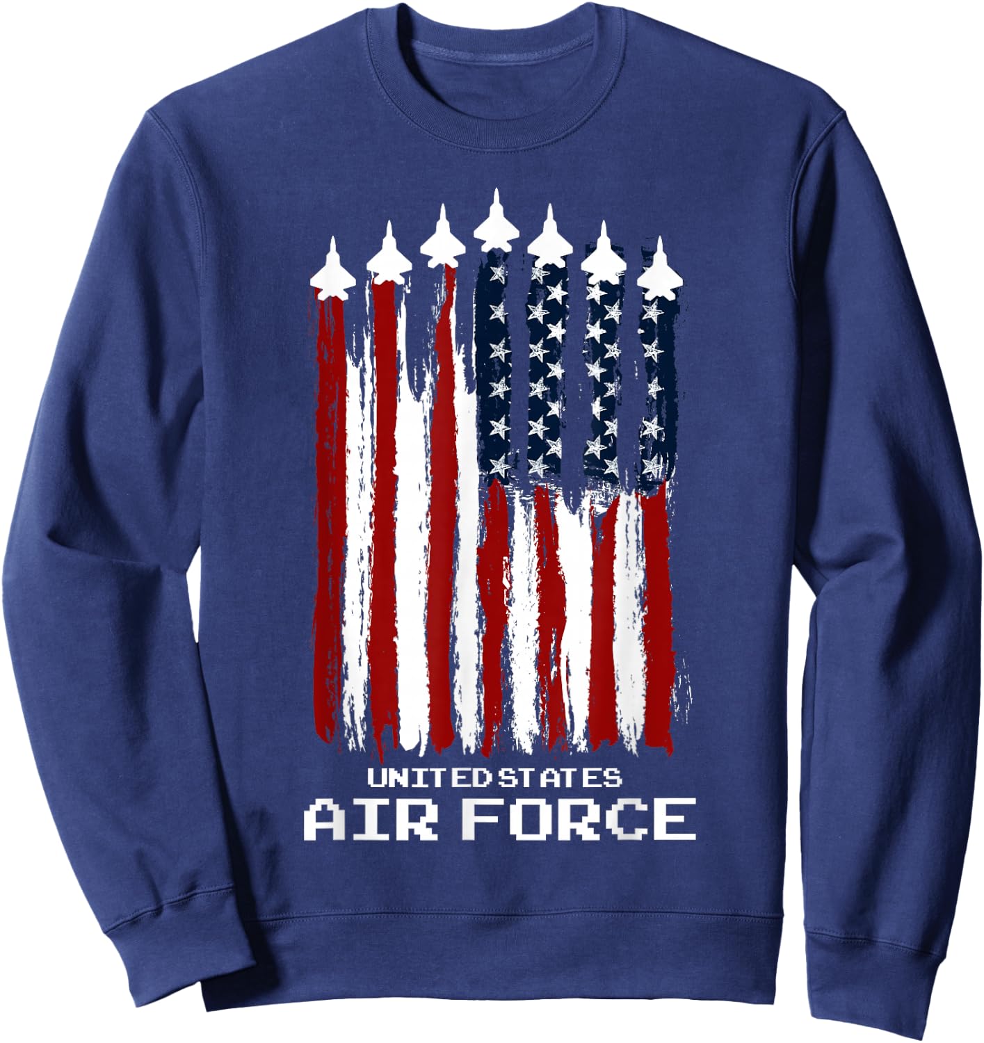 Vintage US Air Force Veterans USA American Flag 4th of July Sweatshirt - Sweatshirt | Navy