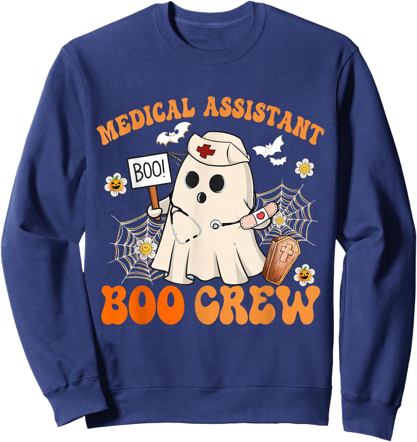 Medical Assistant Boo Crew Funny Ghost Halloween Costumes Sweatshirt - Sweatshirt | Navy