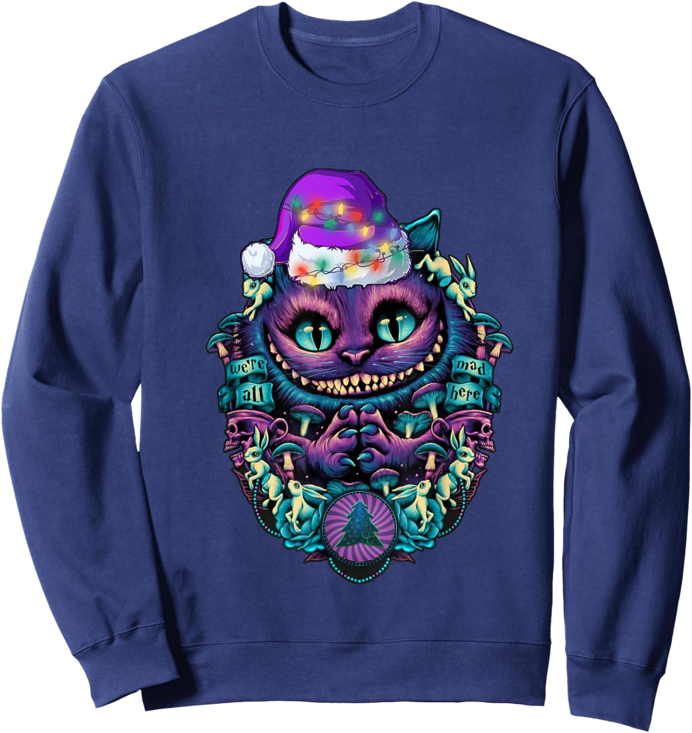 Cheshire Cat shirt Christmas Alice in Wonderland Graphic Sweatshirt - Sweatshirt | Navy
