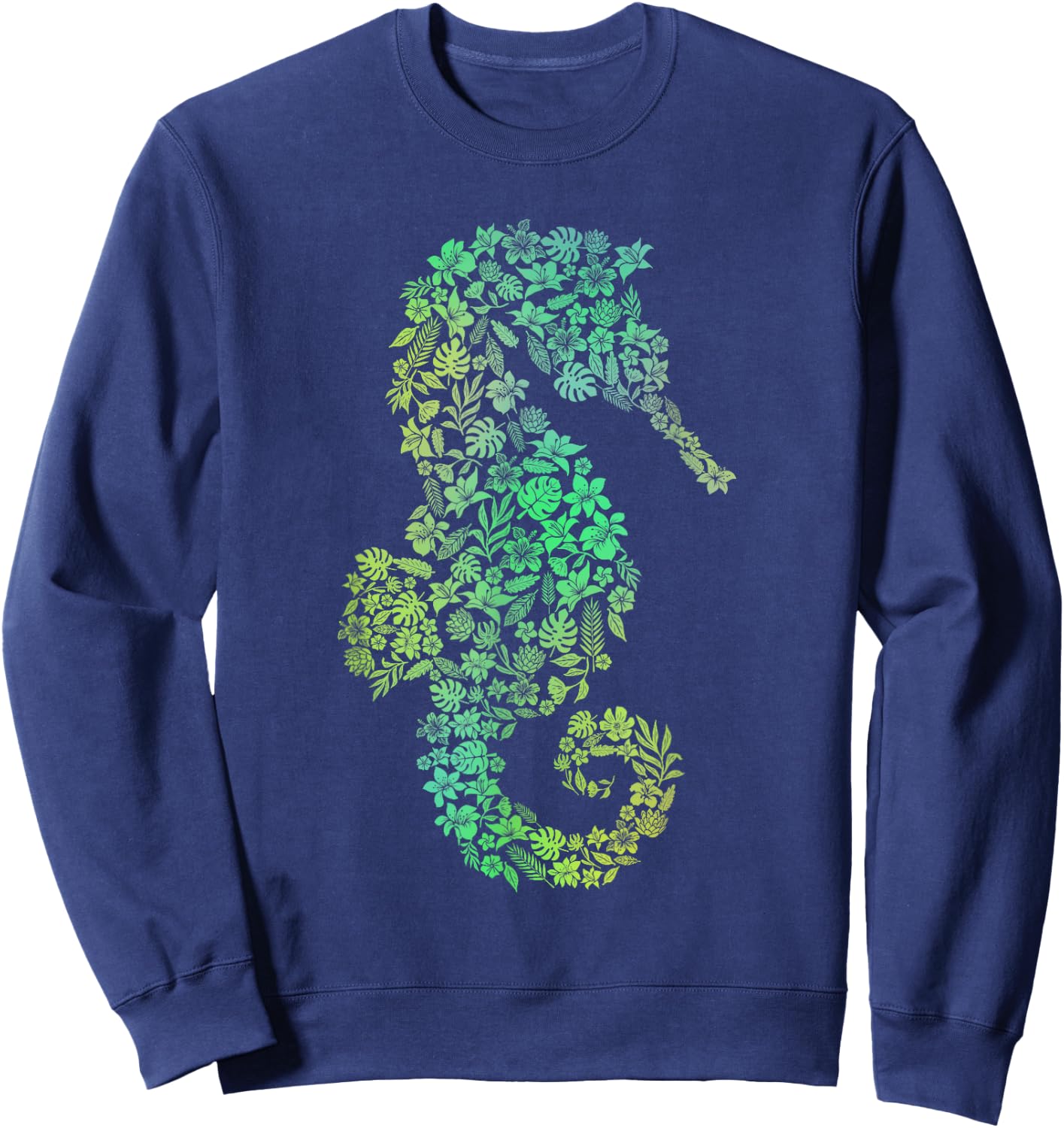 Seahorse Flowers - Underwater Sea Lover Marine Biologist Sweatshirt - Sweatshirt | Navy