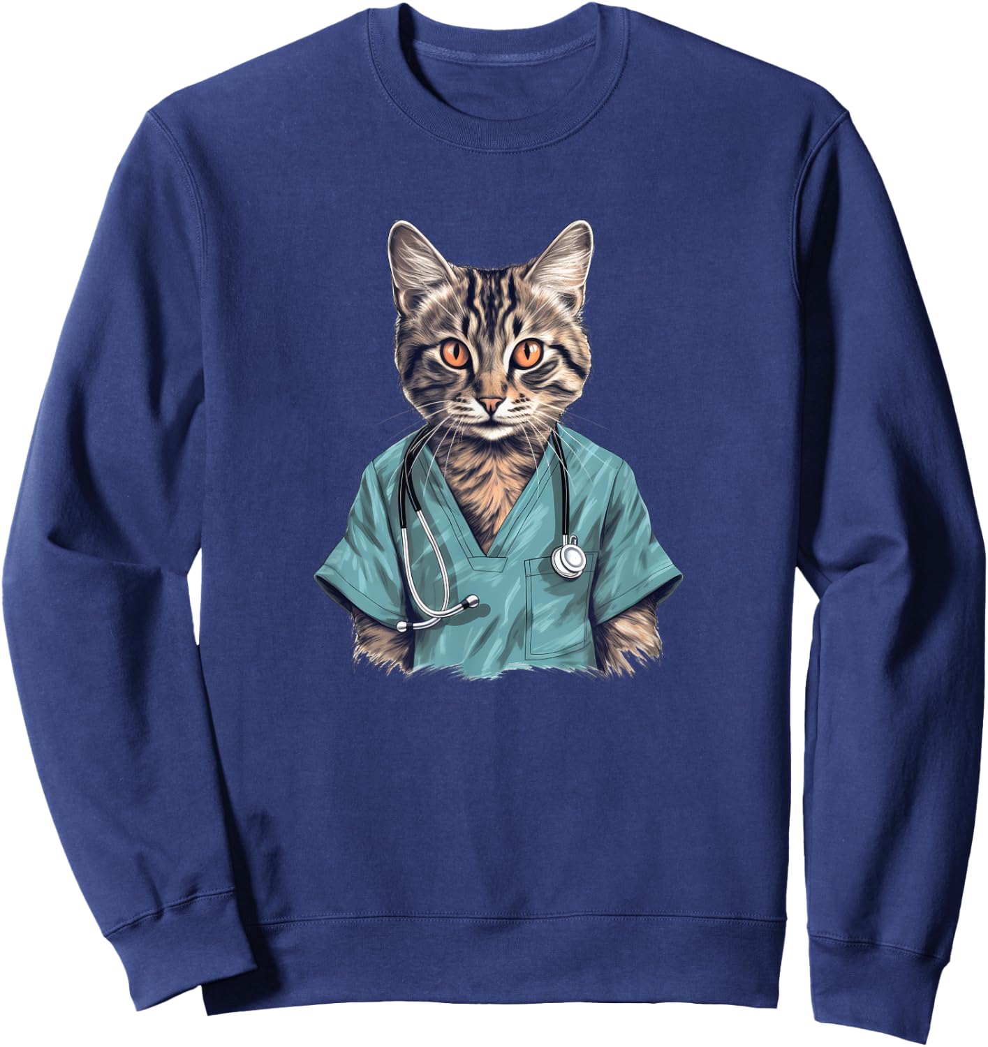 Funny Nurse Cat, Medical Doctor Kitty Sweatshirt - Sweatshirt | Navy