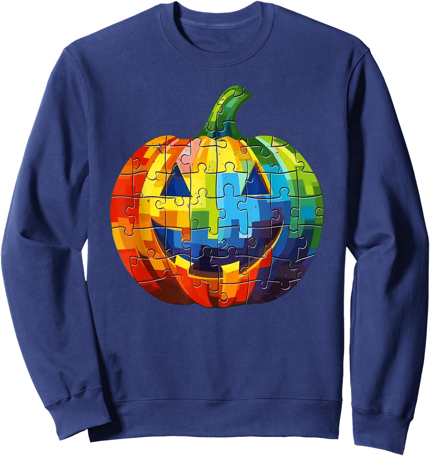Autism Halloween Puzzle Trick Or Treat Autism Awareness Sweatshirt - Sweatshirt | Navy