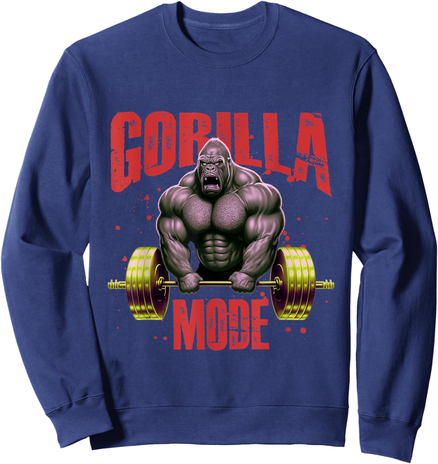 Gorilla Mode Weightlifting Gym | Bodybuilding Workout Beast Sweatshirt - Sweatshirt | Navy