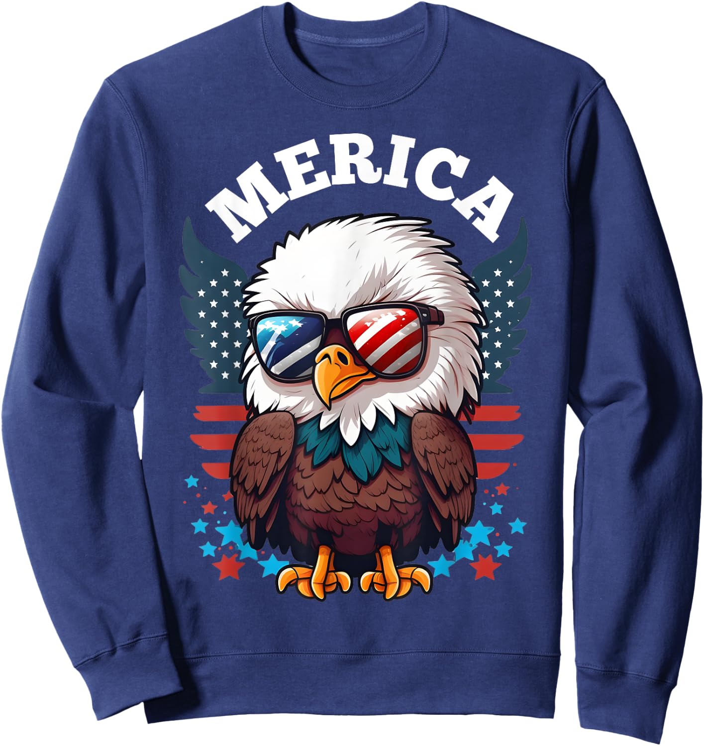 Merica Toddler Eagle Funny Patriotic Eagle USA Flag Kids Sweatshirt - Sweatshirt | Navy