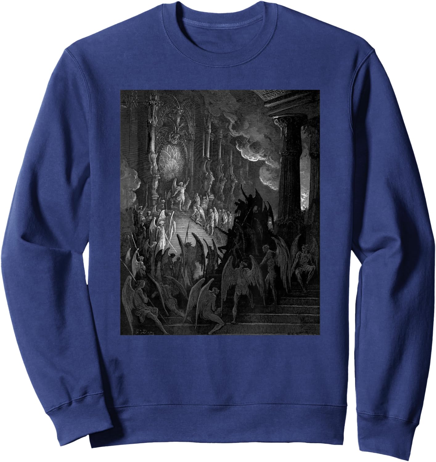 Satan Takes his Throne in Hell Gustave Dore Paradise Lost Sweatshirt - Sweatshirt | Navy