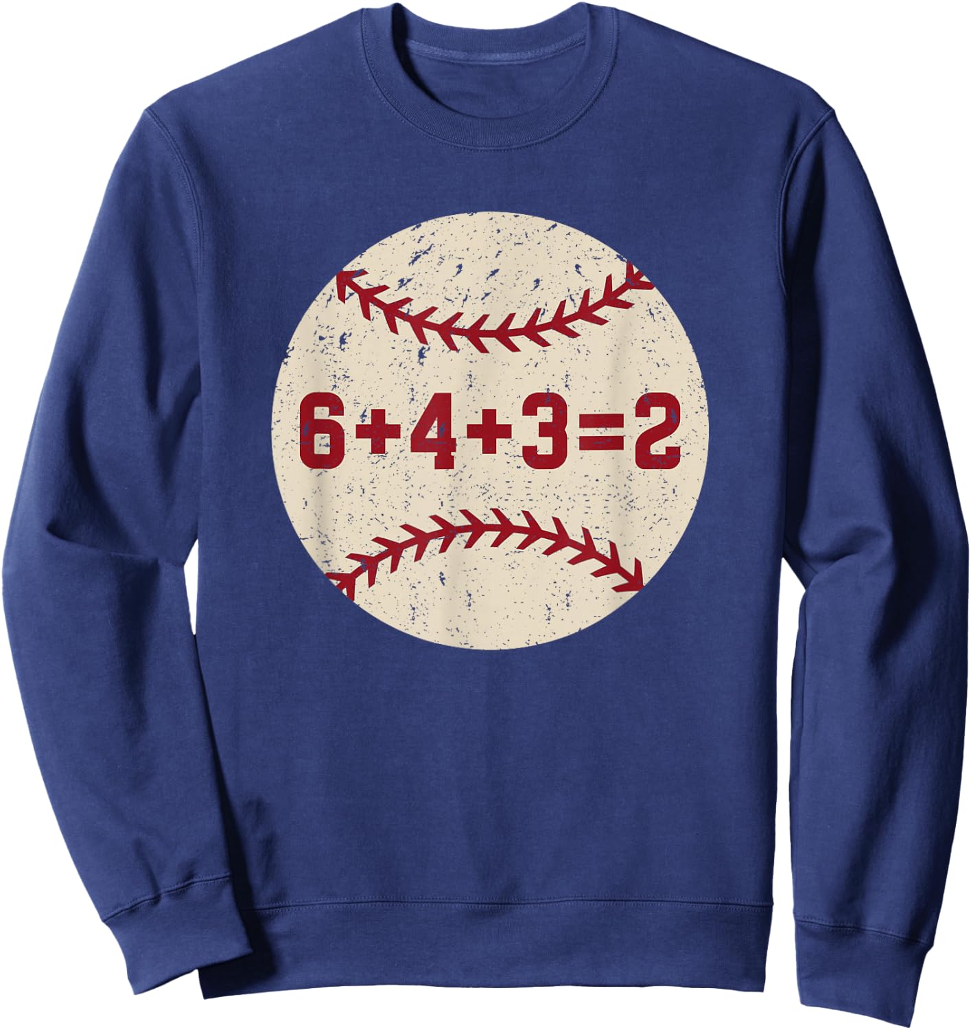 6+4+3=2 Baseball Double Play Retro Funny Baseball Player Sweatshirt - Sweatshirt | Navy