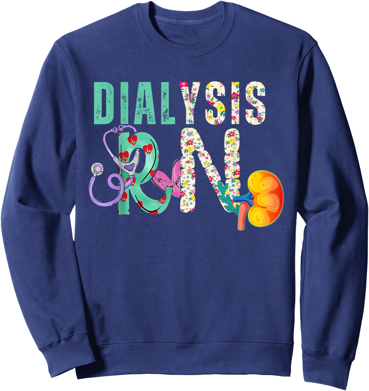 Dialysis Nephrology Nurse Black Women's Modern Letter Print Sweatshirt - Sweatshirt | Navy